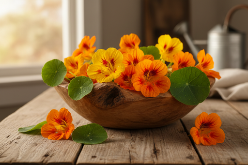Alaska Gold Nasturtium — Rustic Bowl