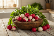 Confetti Mix Radish — Rustic Wooden Bowl