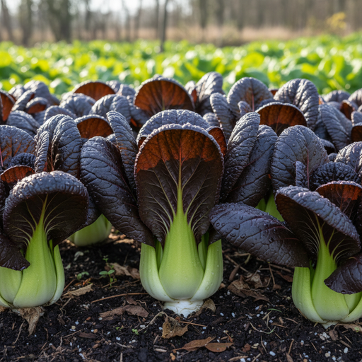 Da Hong F1 Pak Choi with Dark Violet-Red Leaves and Green Petioles