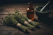 Dried Wormwood Bundles with Apothecary Bottle