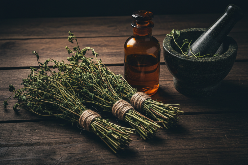 Dried Wormwood Bundles with Apothecary Bottle