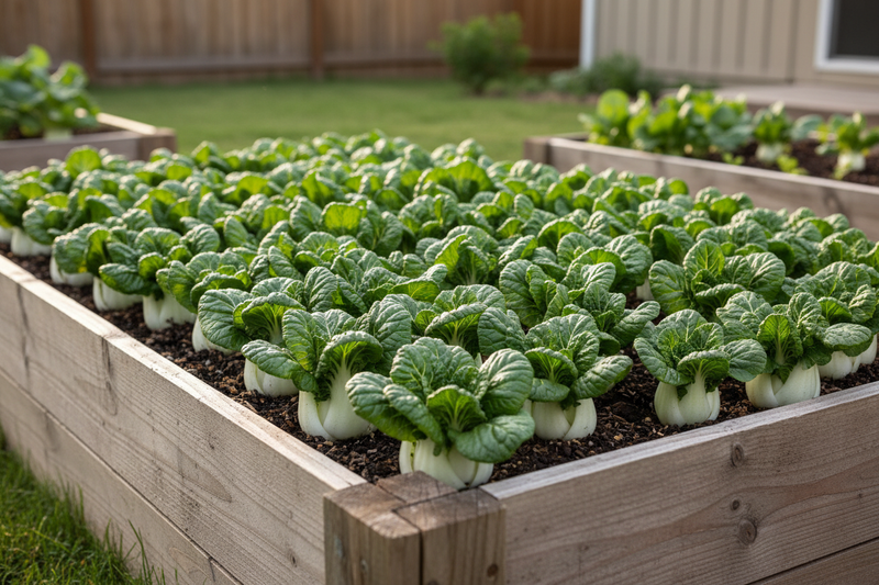 Extra Dwarf Pak Choi in Raised Bed