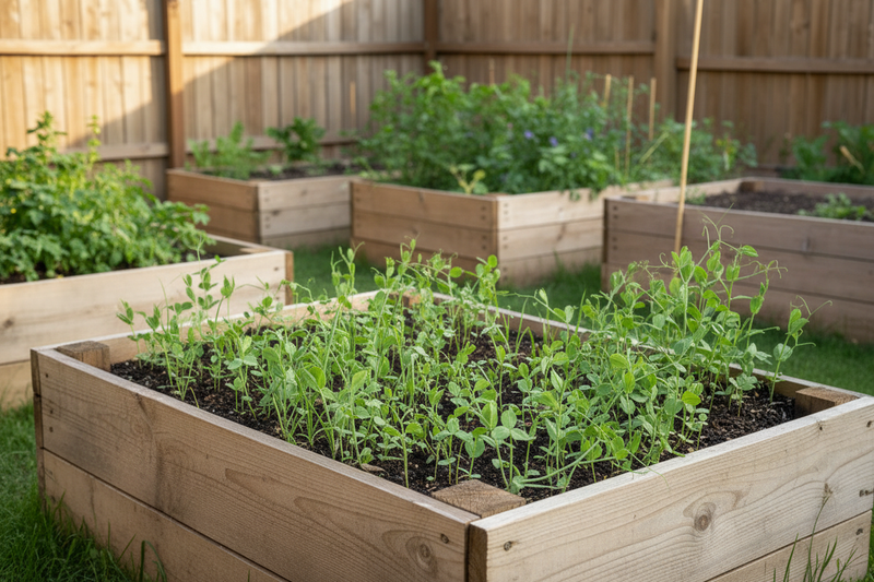 Fall Cover Crop Mix - Young Seedlings in Raised Bed