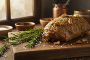 Fresh Rosemary Sprigs with Lamb and Roasted Garlic