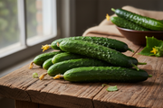 Freshly Harvested Japanese Cucumbers