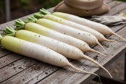 Freshly Harvested Karaine Daikon Radishes