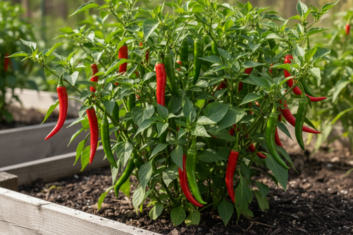 Fuego Trail F1 Hot Pepper in Raised Bed