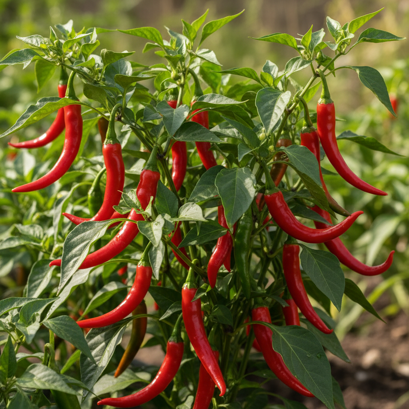 Fuego Trail F1 Hot Peppers Ripening on Plant