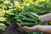 Handful of Freshly Picked Snack Cucumbers