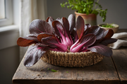Harvested Red Pak Choi in Basket