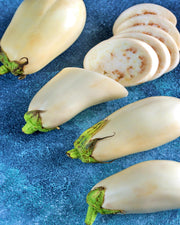 Snowy Eggplant Seeds – Heirloom Ivory White, Firm Meaty, Easy Grow Variety