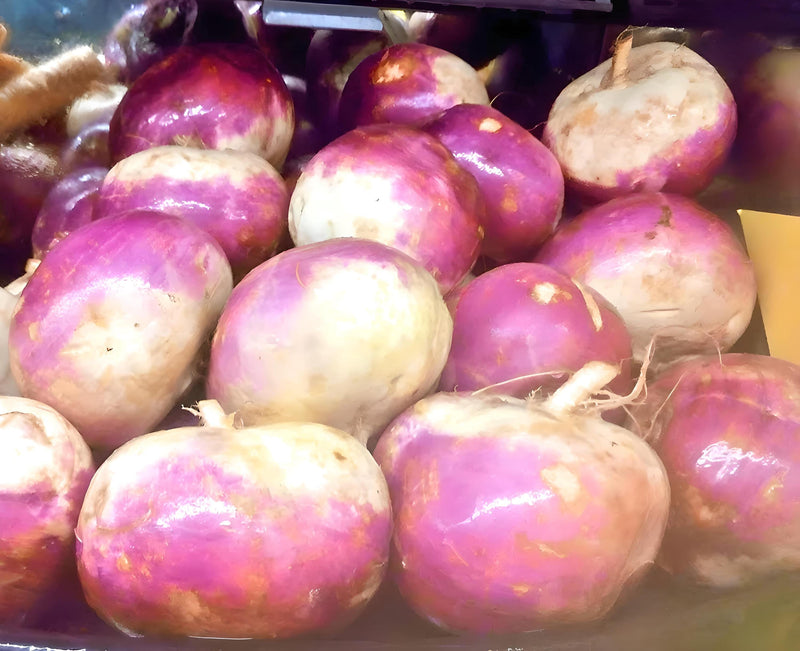 Purple Top Turnip - Heirloom Seeds | White Globe, Round Root Brassica Rapa