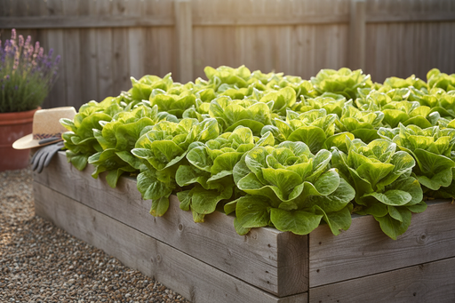 Sandy AAS leaf lettuce growing in a raised bed garden