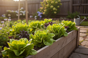 Royal Oakleaf green lettuce growing in a raised garden bed