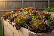 Red Sails red ruffled lettuce growing in a raised garden bed