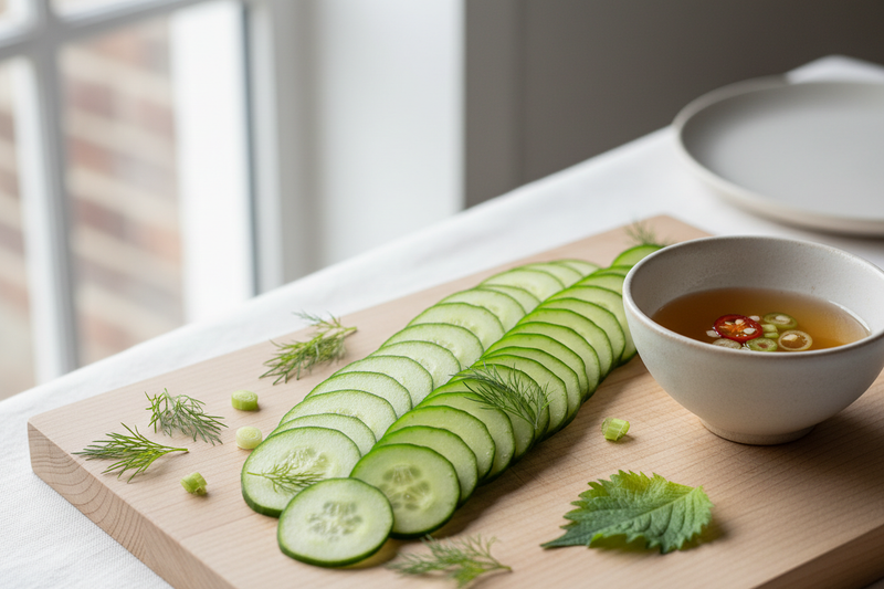 Japanese Cucumber Sliced with Dipping Sauce