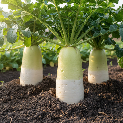 Karaine Daikon Growing in Garden