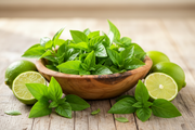 Lime Basil — Rustic Bowl with Limes