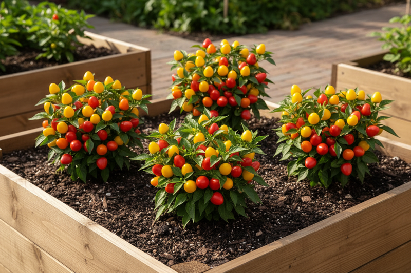 Pretty N Sweet F1 Peppers in Raised Bed Garden