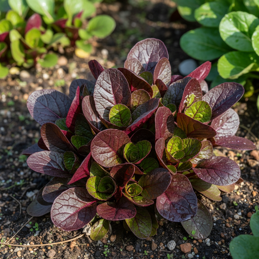 Red Komatsuna Plant Close-up