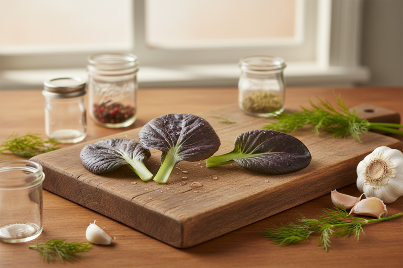 Red Tatsoi — Kitchen Lifestyle with Props