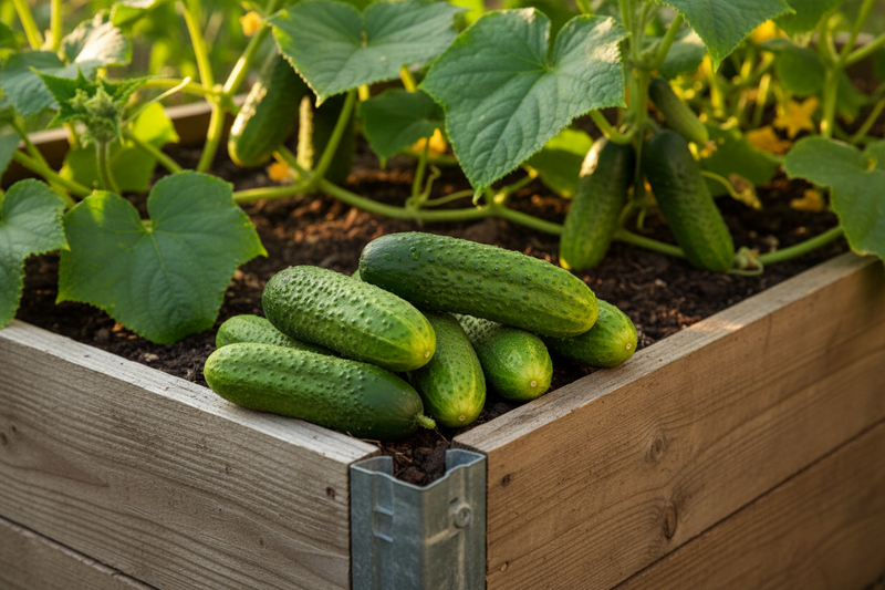 Rhinish Pickle Cucumber — Just Picked in Raised Bed