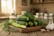 Rhinish Pickle Cucumber — Sliced on Cutting Board