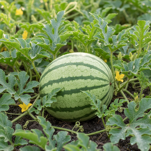 Sweet Dakota Rose Watermelon Growing on the Vine