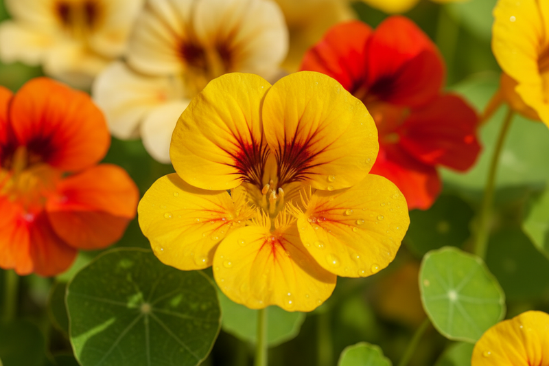 Whirlybird Mix Nasturtium — Macro Detail
