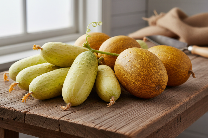Young and Mature Poona Kheera Cucumbers Harvested
